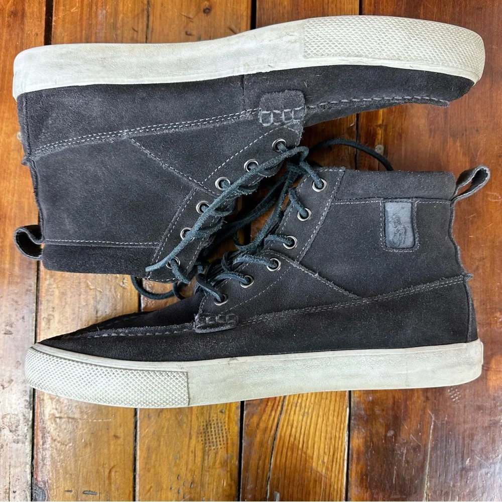 Polo Ralph Lauren PRL Tavis Black Suede High Top Sneakers 10.5D - Picture 8 of 10